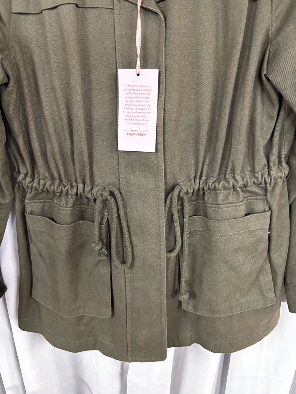 Modcloth Olive Green Drawstring Utility Jacket - Picture 4 of 5